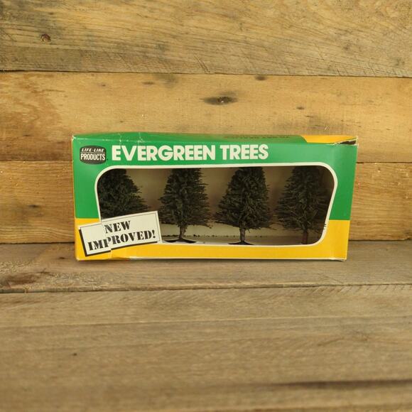 Vintage 1970s Life Like Products Evergreen Trees 01003 Original Box Bottle Brush - Picture 1 of 10